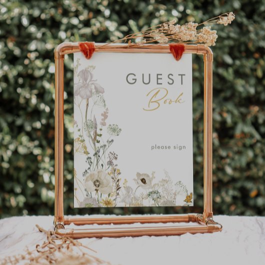 Whimsical Wildflower Gastboek Bord Poster