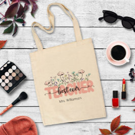 Whimsical Wildflower Gepersonaliseerde Beste Leraa Tote Bag