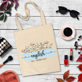 Whimsical Wildflower Gepersonaliseerde Engelse ler Tote Bag