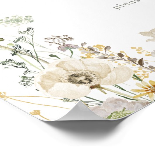 Whimsical Wildflower Guest Book Sign Poster (Hoek)