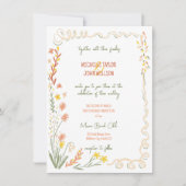 Whimsical Wildflower Hand getrokken weide bruiloft Kaart (Voorkant)