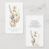 Whimsical Wildflower Handgeschreven Script Visitekaartje (Voorkant / Achterkant)