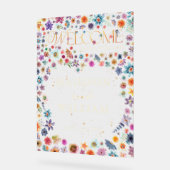 Whimsical Wildflower Heart Welkom op onze bruiloft Acryl Bord (Hoek)