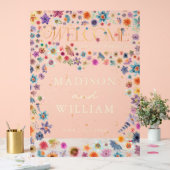 Whimsical Wildflower Heart Welkom op onze bruiloft Acryl Bord (Huwelijk)