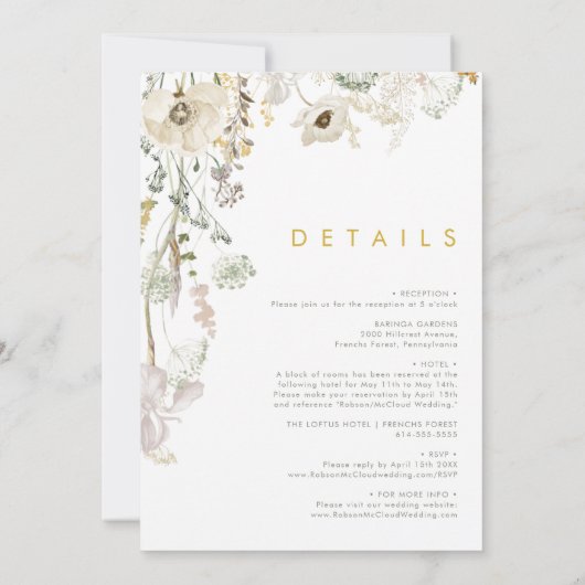 Whimsical Wildflower in één bruiloft uitnodiging (Achterkant)