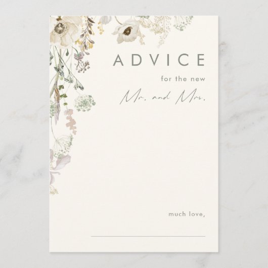 Whimsical Wildflower | Ivoor- en groene bruiloft Advieskaart (Voorkant)