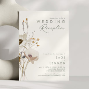 Whimsical Wildflower   Ivorische Trouwreceptie Kaart