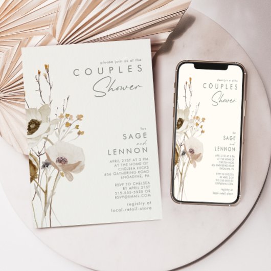 Whimsical Wildflower | Ivory Couples Shower Kaart