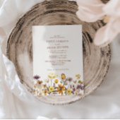 Whimsical Wildflower Ivory Cream Boho Wedding Kaart