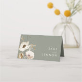 Whimsical Wildflower | Ivory en Sage Folded Weddin Plaatskaartje (Achterkant)