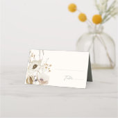 Whimsical Wildflower | Ivory en Sage Folded Weddin Plaatskaartje (Voorkant)