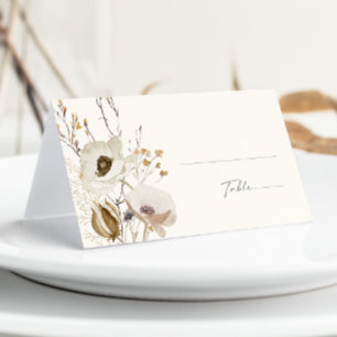 Whimsical Wildflower Ivory en Sage Folded Weddin Plaatskaartje