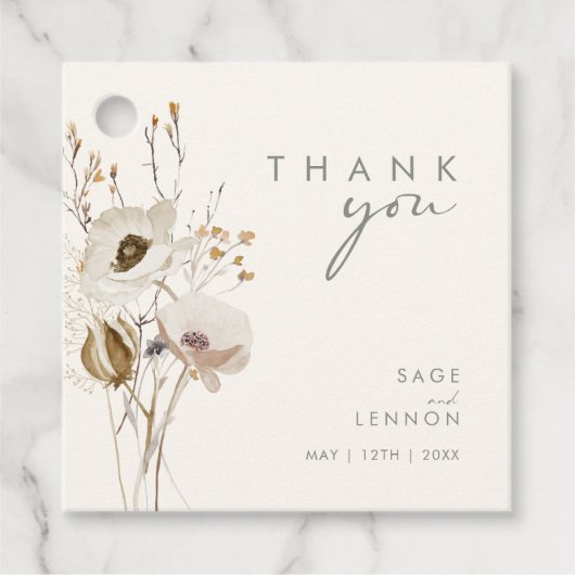 Whimsical Wildflower | Ivory Hartelijk dank voor d Bedankjes Labels (Voorkant)