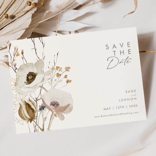 Whimsical Wildflower | Ivory horizontaal Save The Date