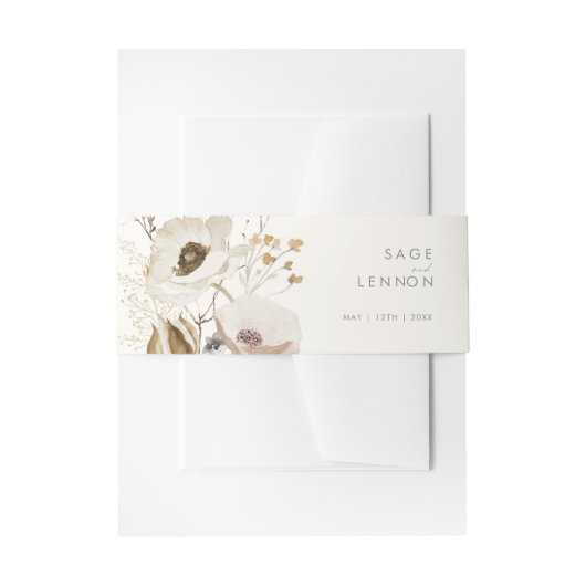 Whimsical Wildflower | Ivory Invitation Belly Band Uitnodigingen Wikkel (Voorkant Voorbeeld)