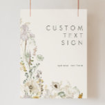 Whimsical Wildflower Ivory Kaarten en Gifts Custom Poster<br><div class="desc">Deze Whimsical Wildflower Ivory-kaarten en cadeaus op maat poster is perfect voor je eenvoudige, elegante boho bruiloft. De moderne rustige groenery samen met de minimalistische waterverf wilde bloemen helpen je visie tot leven te brengen! Dit ontwerp van goudbloemen, een aanraking van bohemisch sage groen en paars is zeker je minimale...</div>