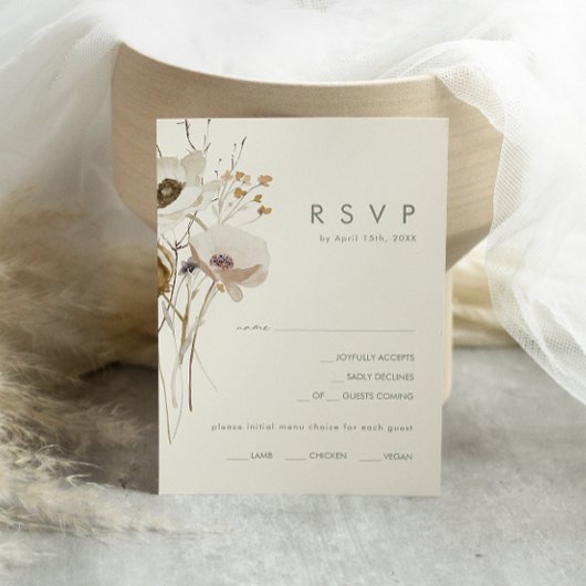 Whimsical Wildflower | Ivory Menu Choice RSVP-kaar