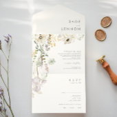 Whimsical Wildflower Ivory Photo Seal and Send All In One Uitnodiging
