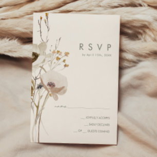 Whimsical Wildflower   Ivory RSVP-kaart RSVP Kaartje