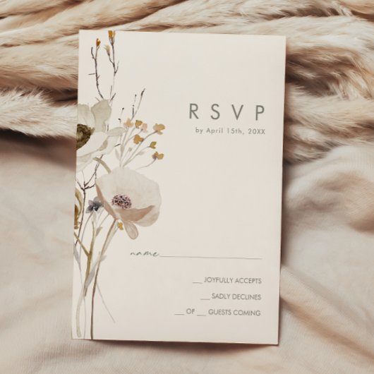 Whimsical Wildflower | Ivory RSVP-kaart RSVP Kaartje