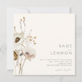 Whimsical Wildflower | Ivory Square Bruiloft Kaart (Voorkant)