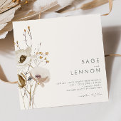 Whimsical Wildflower | Ivory Square Bruiloft Kaart