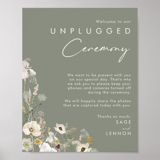 Whimsical Wildflower | Ivory Unplugged Ceremony Po Poster (Voorkant)