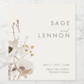 Whimsical Wildflower | Ivory Weddennenlabel Wijn Etiket (Enkel label)