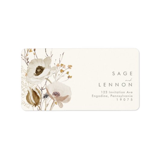 Whimsical Wildflower | Ivory Wedding RSVP-adres Etiket (Voorkant)