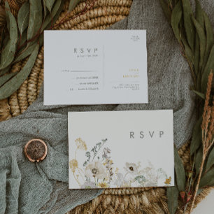 Whimsical Wildflower   Ivory Wedding RSVP Briefkaa Briefkaart
