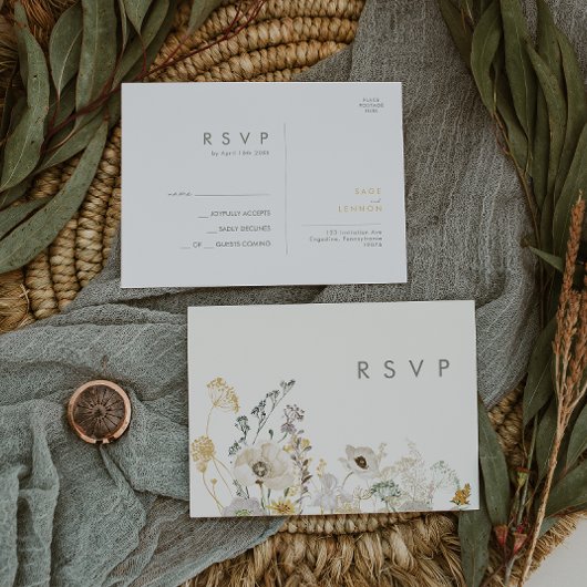 Whimsical Wildflower | Ivory Wedding RSVP Briefkaa Briefkaart