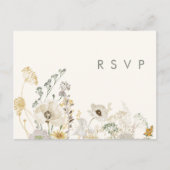 Whimsical Wildflower | Ivory Wedding RSVP Briefkaa Briefkaart (Voorkant)