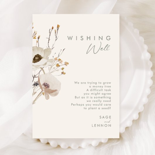 Whimsical Wildflower | Ivory Wedding Wishing Well Informatiekaartje