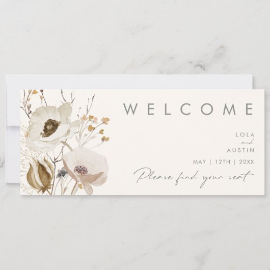 Whimsical Wildflower | Koptekst voor ivoren zitpla (Achterkant)