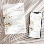 Whimsical Wildflower Let's Celebrate Invitation Kaart<br><div class="desc">Deze Whimsical Wildflower laat zijn uitnodiging vieren is perfect voor je eenvoudige, elegante boho verloving. De minimalistische waterverf wilde bloemen helpen je visie tot leven te brengen! Het ontwerp van witte en goudbloemen, met een paarse en gele aanraking, is zeker om je minimale herfst florale trouwdroom te voltooien! Houd het...</div>