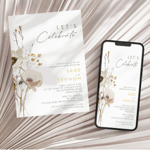 Whimsical Wildflower Let's Celebrate Invitation Kaart