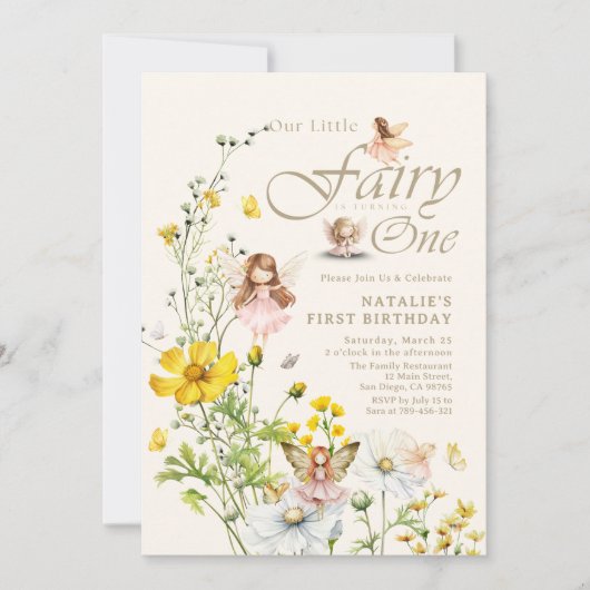 Whimsical Wildflower magische fee eerste verjaarda Kaart (Voorkant)