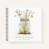 Whimsical Wildflower Mason Jar bruiloft gastenboek Notitieboek (Voorkant)