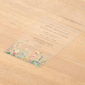 Whimsical Wildflower Meadow Bruiloft Acryl Uitnodigingen (Laagn)