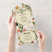 Whimsical Wildflower Meadow Bruiloft All In One Uitnodiging (Afscheurbaar)