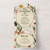 Whimsical Wildflower Meadow Bruiloft All In One Uitnodiging (Binnen)
