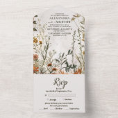 Whimsical Wildflower Meadow Bruiloft All In One Uitnodiging (Binnen)