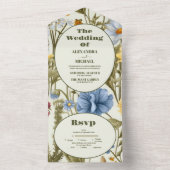 Whimsical Wildflower Meadow Bruiloft All In One Uitnodiging (Binnen)