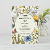 Whimsical Wildflower Meadow Bruiloft Kaart (Staand voorkant)