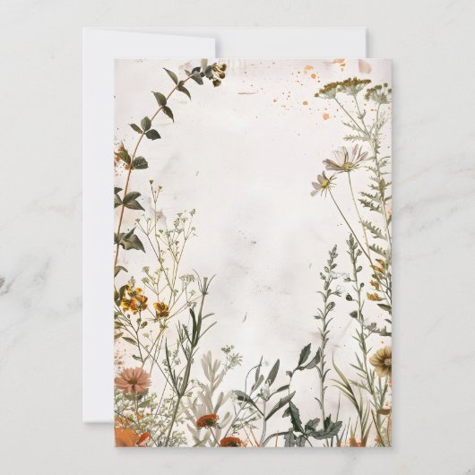 Whimsical Wildflower Meadow Bruiloft Kaart (Achterkant)