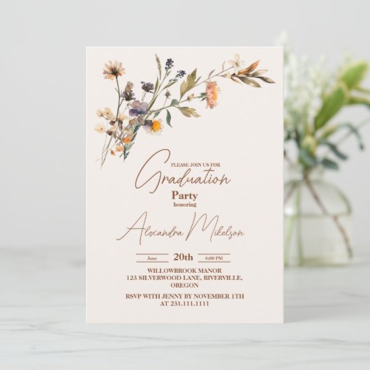 Whimsical Wildflower Meadow Bruiloft Kaart (Staand voorkant)