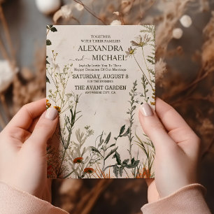 Whimsical Wildflower Meadow Bruiloft Kaart