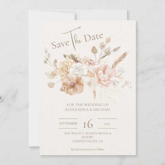 Whimsical Wildflower Meadow Bruiloft Save The Date (Voorkant)