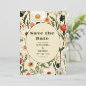 Whimsical Wildflower Meadow Bruiloft Save The Date (Staand voorkant)