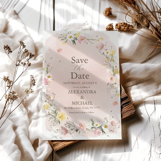 Whimsical Wildflower Meadow Bruiloft Save The Date